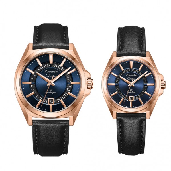 Alexandre Christie AC 8696 Rosegold Blue Couple